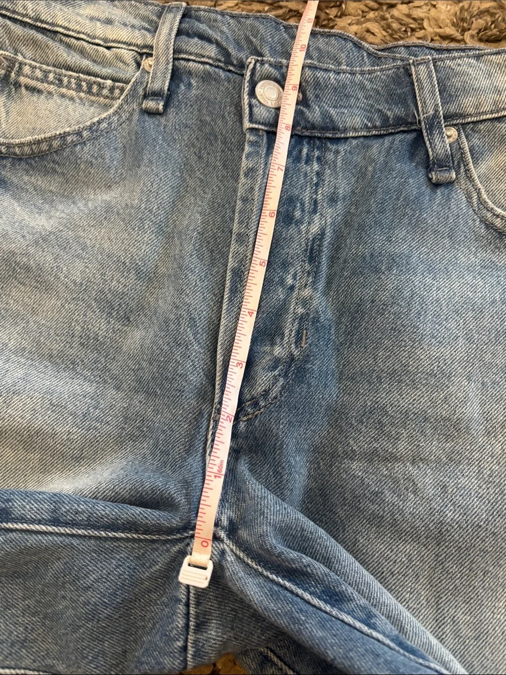 We The Free Boomerang High Rise Long Short Light Wash Frayed Denim Cutoff Shorts